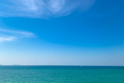 Scenic view of sea against blue sky