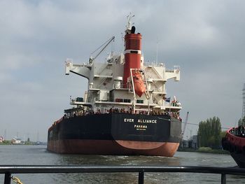 Ship in sea against sky