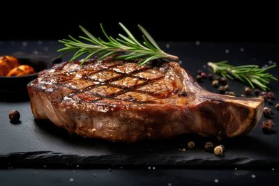 High angle view of food in plate on table
