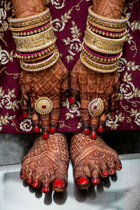 High angle view of wedding dress