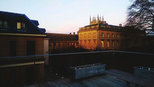 Building against sky during sunset