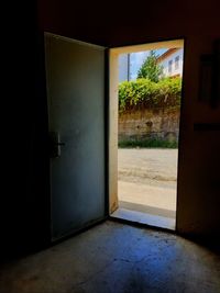 Closed door of building