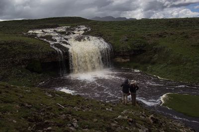 Scenic view of waterfall