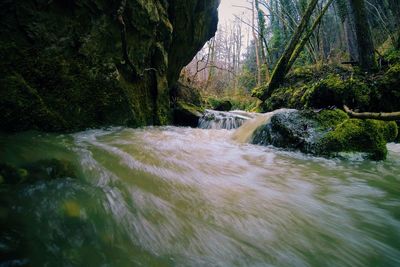 Scenic view of river flowing through rocks