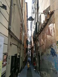 Narrow street amidst buildings in city