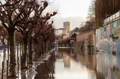 Scenic view of river in city