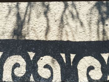 High angle view of text on road