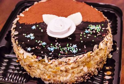 Close-up of cake on table