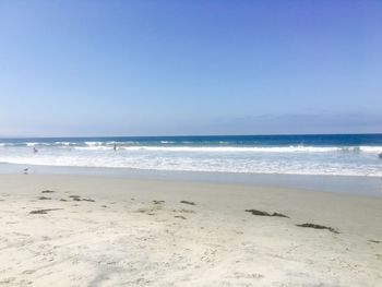 Scenic view of sea against clear sky