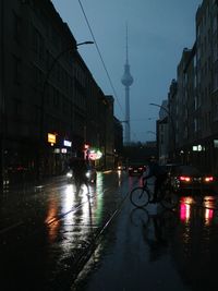 Cars on wet road during rainy season