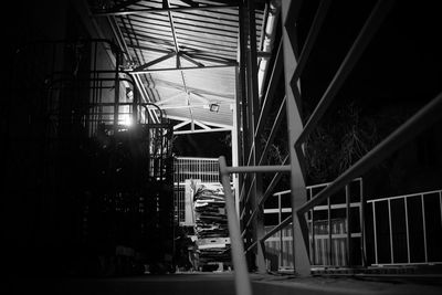 Low angle view of illuminated building at night