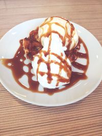 High angle view of cake in plate