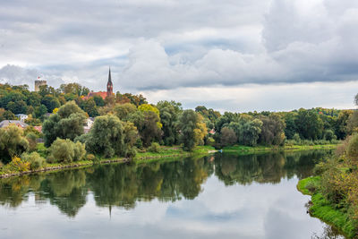 Scenic view of lake against sky