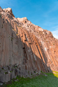 Low angle view of rock formations