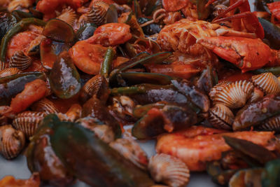 Full frame shot of seafood at market