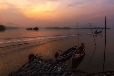 Scenic view of sea at sunset