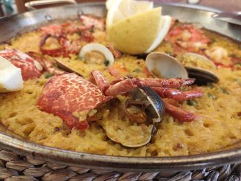 Close-up of food served in plate