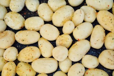 Full frame shot of potatoes on table