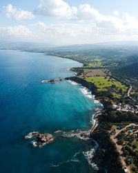 High angle view of sea against sky