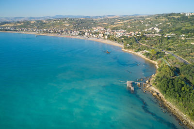 Aerial view of a overflow and the coast of marina di vasto abruzzo