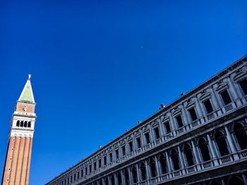 Low angle view of building against blue sky