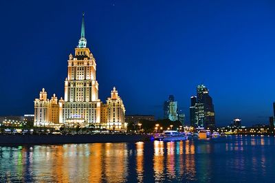 View of illuminated city at night