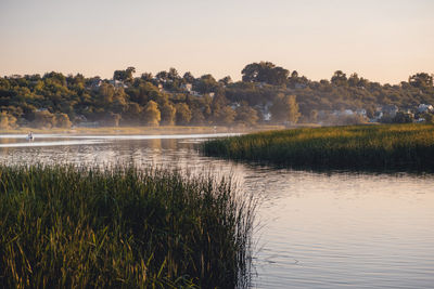 Scenic view of lake against sky