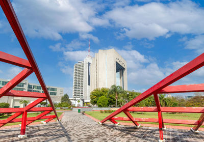 View of skyscrapers against sky in city