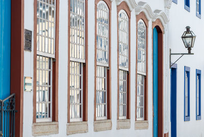 Low angle view of open window of building