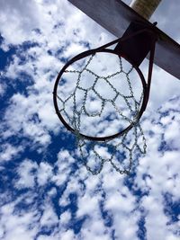 Low angle view of basketball hoop against sky