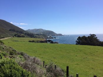 Scenic view of landscape against clear sky