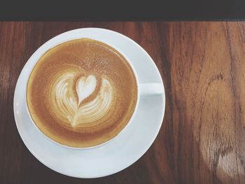 High angle view of cappuccino on table