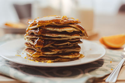 Close-up of dessert in plate on table