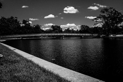 Bridge over river against sky