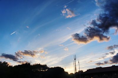 Low angle view of silhouette trees against sky during sunset