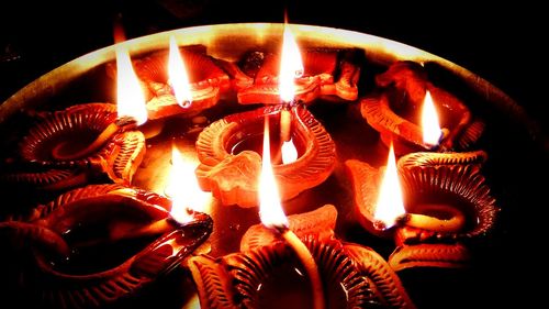 Close-up of illuminated candles