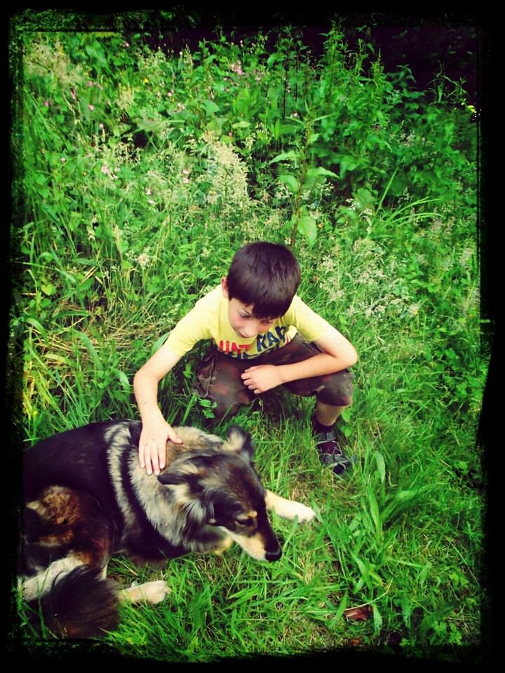 Boy and dog