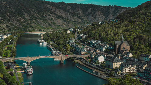 High angle view of buildings in city