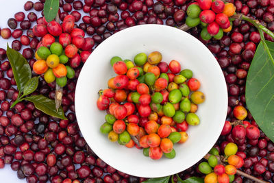 High angle view of fruits in bowl