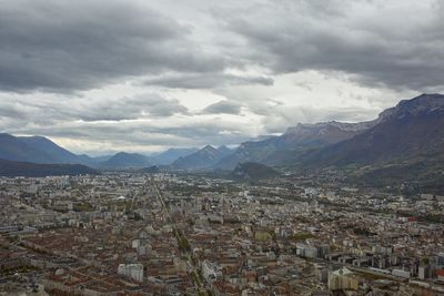 High angle view of townscape against sky