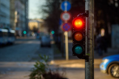 Close-up of illuminated street