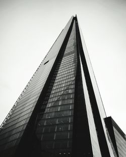 Low angle view of modern building against clear sky