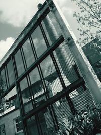 Low angle view of modern building against sky