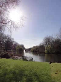 Scenic view of lake against clear sky