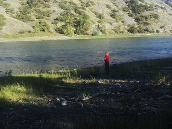 Woman standing in water