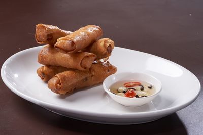 Close-up of served food in plate