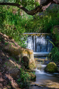 Stream flowing through rocks in forest