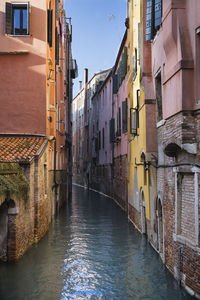 Canal amidst buildings in town