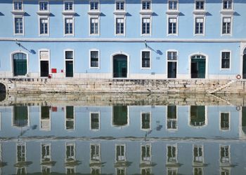 Reflection of building in city