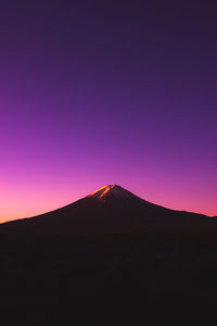 Scenic view of mountain against sky during sunset